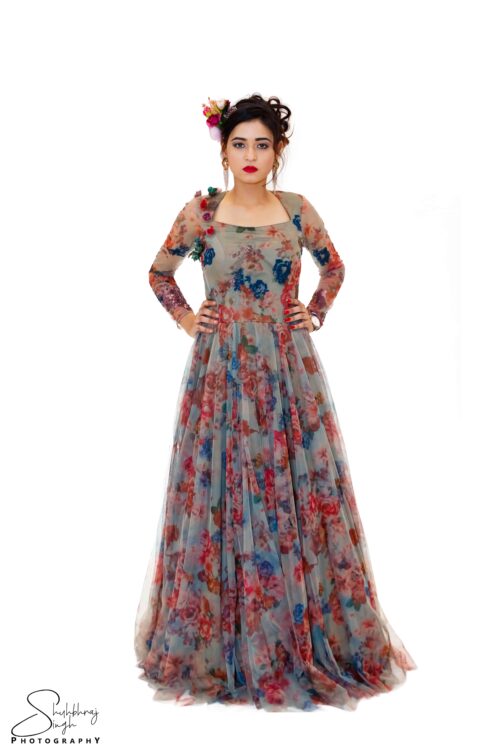 Floral printed long gown