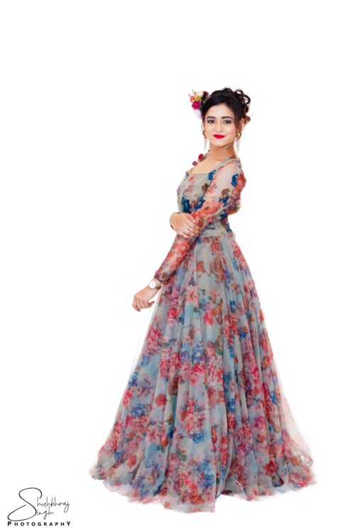 Floral printed long gown