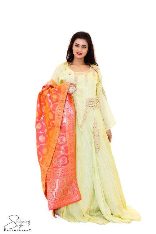 HAND EMBELLISHED YELLOW ANARKALI